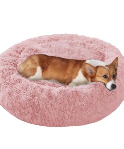 JOLLYVOGUE Dog & Cat Bed, Calming Anti-Anxiety Pet Bed for Small Dogs, Fluffy Donut Cushion for Small and Medium Pets (20