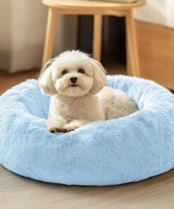 JOLLYVOGUE Dog & Cat Bed, Calming Anti-Anxiety Pet Bed for Small Dogs, Fluffy Donut Cushion for Small and Medium Pets (20