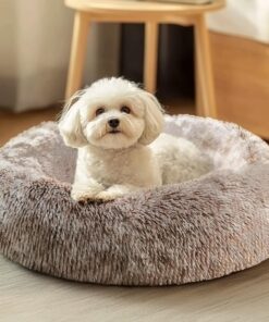 JOLLYVOGUE Small Dog Bed, Calming Soft Anti-Anxiety Donut Cat Bed, Washable Round Fluffy Cushion for Small and Medium Pets (20