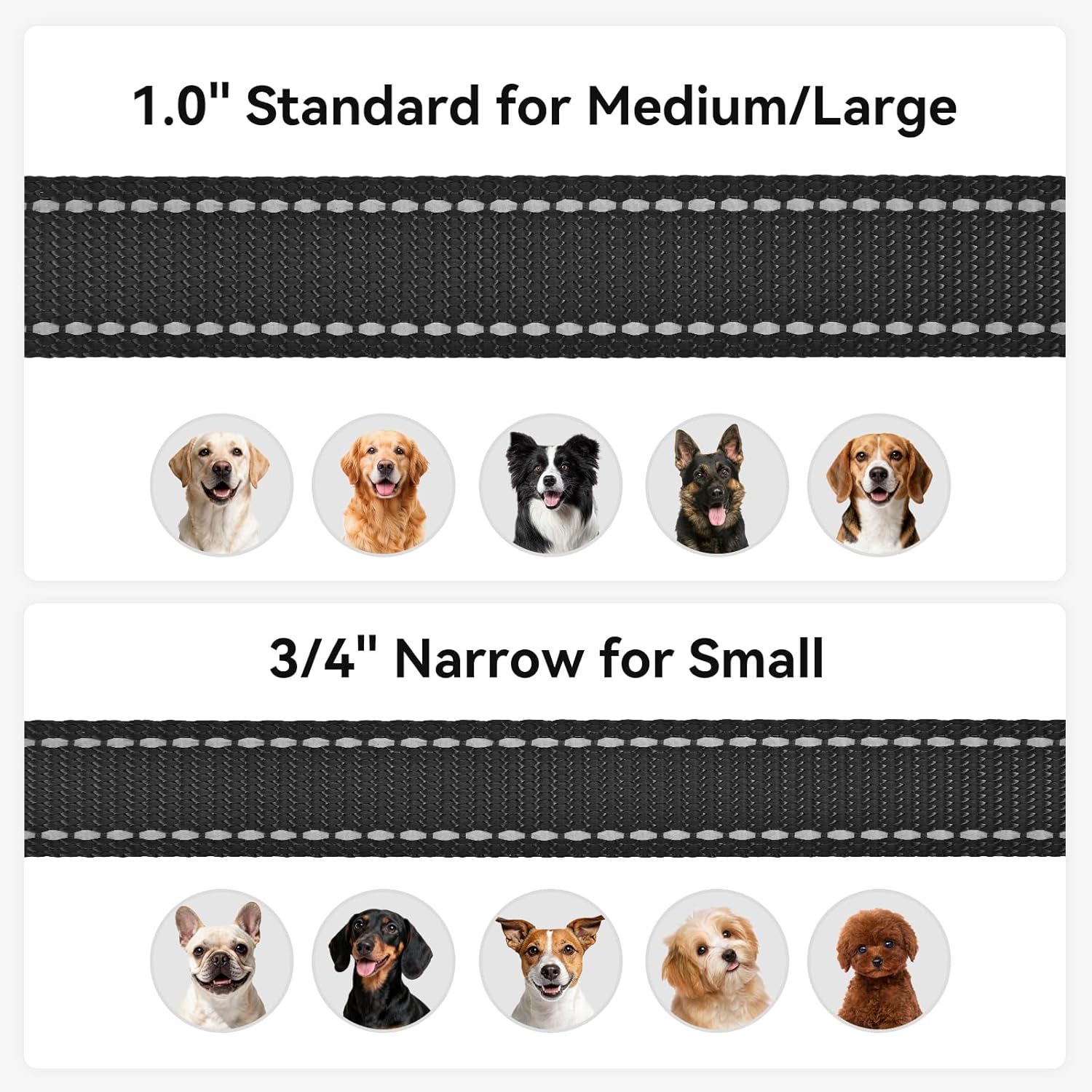 Joytale Dog Leash, 6 FT Double-Sided Reflective, Padded Handle Nylon Heavy Duty Leashes for Medium & Large Dogs Walking, Black
