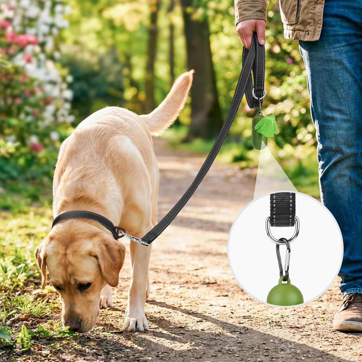 Joytale Dog Leash, 6 FT Double-Sided Reflective, Padded Handle Nylon Heavy Duty Leashes for Medium & Large Dogs Walking, Black