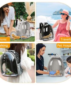 kathson Bearded Dragon Carrier with Harness and Leash Set, Large Reptile Travel Carrier Portable Lizard Backpack Clear Small Animals Carrying Bag for Gecko Hamster Rabbit...