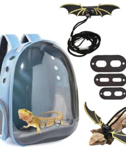 kathson Bearded Dragon Carrier with Harness and Leash Set, Large Reptile Travel Carrier Portable Lizard Backpack Clear Small Animals Carrying Bag for Gecko Hamster Rabbit...