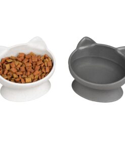 Kitty City Elevated Cat Bowls (Set of 2), Whisker-Friendly Raised Cat Food & Water Dishes, Modern Pedestal Design, Dishwasher Safe, 6.5 oz Each – Pink & Teal