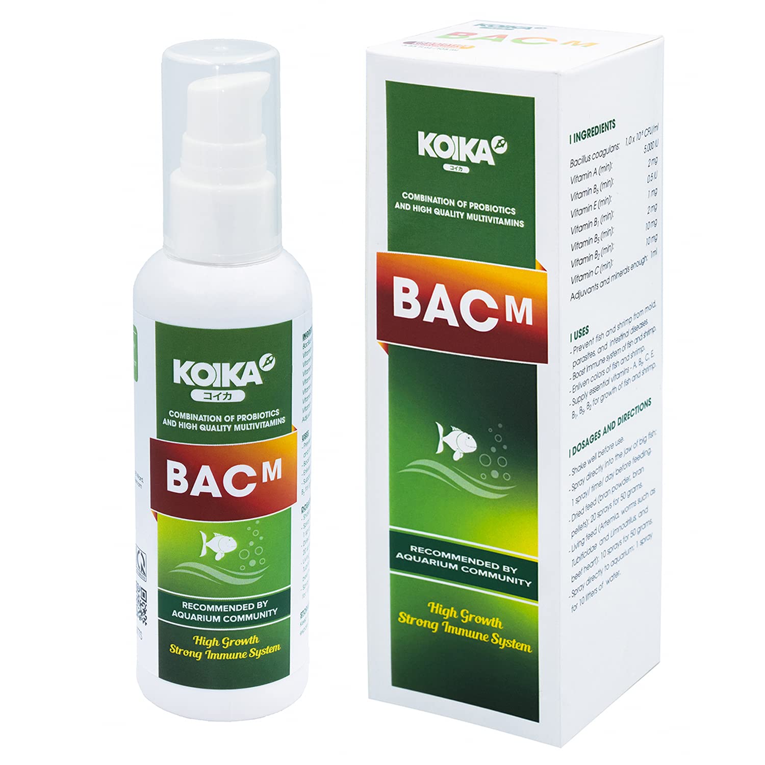 KOIKA BAC+ Aquarium Probiotics, Pleasant Smell, Disease Resistance, Immunity Boosting (BAC+ (New Formula), 105ml)