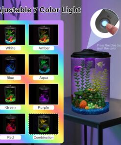 Koller Products Plastic 6-Gallon AquaView 360 Aquarium Kit for Tropical Fish, Betta Fish with LED Lighting and Power Filter Clear, 4-Piece Set