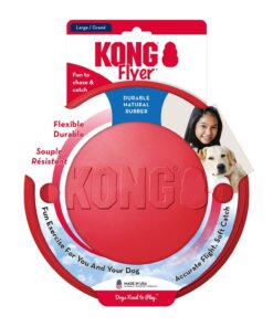 KONG Flyer - Durable Dog Toy for Outdoor Playtime - Natural Rubber Flying Disc, Dog Toy for Fetch - Safer Disc for Healthy Activity - for Medium/Large Dogs