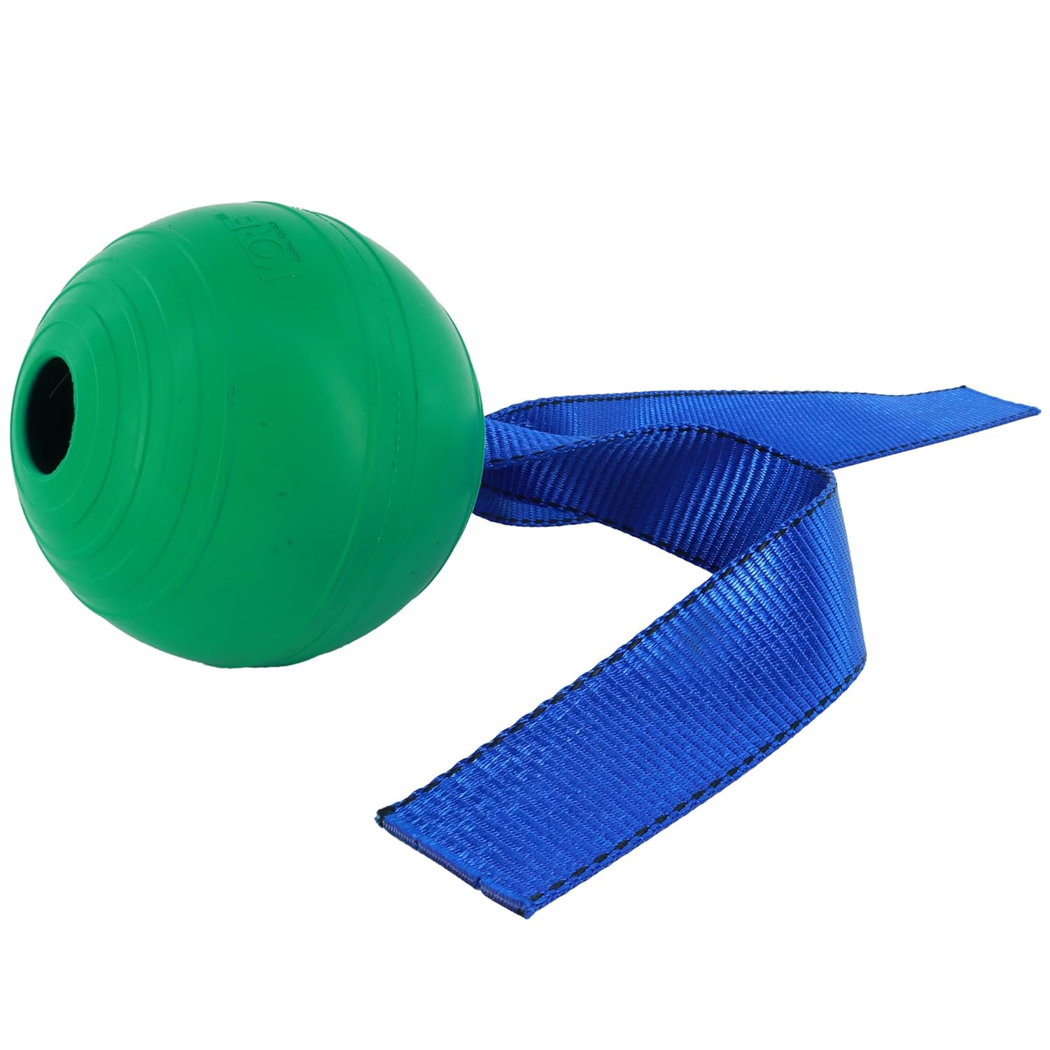 KoreFlex Ball & Tail - Horse-Equine Toy, 4.75" Green Ball, Shape Maintaining Rubber, Durable Strap, Treat Stuffing Center, Toss-Bounce-Play