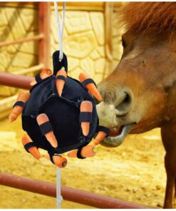 La La Pet Hanging Carrot Feeding Ball Interactive Feed Toy Relieve Stress and Avoid Boredom Equine Pony Cattle and Goat Treat Hay Balls Horse Stable Supplies Black