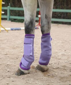 LEAFOREST Horse Fly Boots Set of 4 - Non Slip Leg Protection for Donkey Mini Pony Draft, Breathable Mesh Fly Boots for Pasture & Barn Use Violet, Full