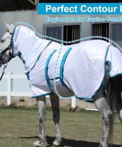 LEAFOREST Miniature Pony Horse Fly Sheet - with Neck Cover & Belly Band Breathable Mesh UV Protection Summer Sheets for Mini Horses Foal Yearling Donkey White 36 inches