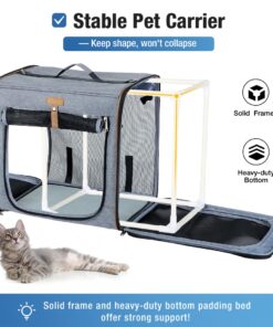 Lekereise Large Cat Carrier for 2 Cats, 2-in-1 Cat Travel Carrier with Litter Box, (17.7