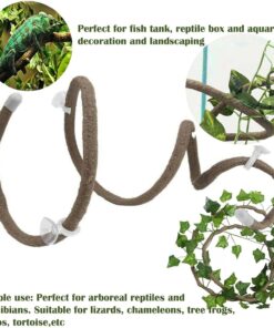 Leopard Gecko Tank Accessories. Reptile Hammock Vines Plants with Coconut Shell Ladder Hideout Hermit Crab Decor for Bearded Dragon Lizard Chameleon Crested Gecko Tortoise Snake