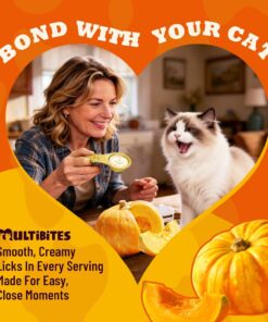 Lickable Cat Treats with Lick-Up Spoons, Healthy Pumpkin Wet Cat Snacks for Digestive Support, Grain-Free Kitten Treats with Taurine, Vitamins & 70% Real Chicken, 10.16 oz (24...