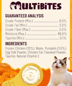 Lickable Cat Treats with Lick-Up Spoons, Healthy Pumpkin Wet Cat Snacks for Digestive Support, Grain-Free Kitten Treats with Taurine, Vitamins & 70% Real Chicken, 10.16 oz (24...