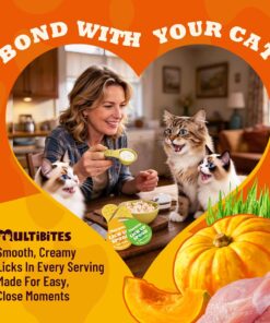 Lickable Cat Treats with Lick-Up Spoons, Healthy Wet Cat Snacks for Digestive Support, Grain-Free Kitten Treats with Taurine & Vitamins, Cat Grass & Pumpkin Variety Pack (32...