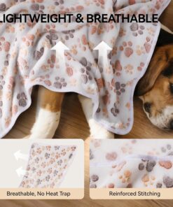 LINENLUX 1 Pack 3 Blankets Super Soft Fluffy Premium Fleece Dog Blankets for Puppy Cat Pet Blanket Flannel Throw Warm Sleep Dog Paw 23x16 inches