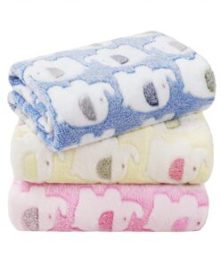 LINENLUX 1 Pack 3 Blankets Super Soft Fluffy Premium Fleece Dog Blankets for Puppy Cat Pet Blanket Flannel Throw Warm Sleep Dog Paw 23x16 inches