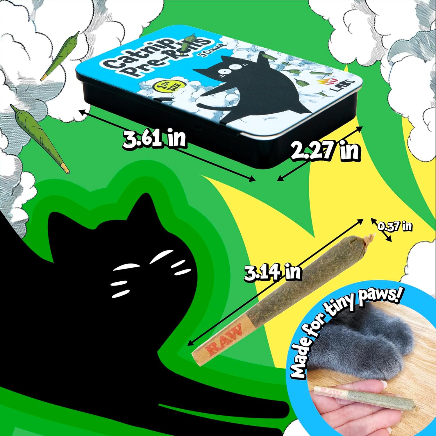 LIT LABS Catnip Joint - 5 Organic Pre-Rolls Papers to Fix a Bad Cattitude - Funny Cat Toy for Indoor Cats with Existential Dread