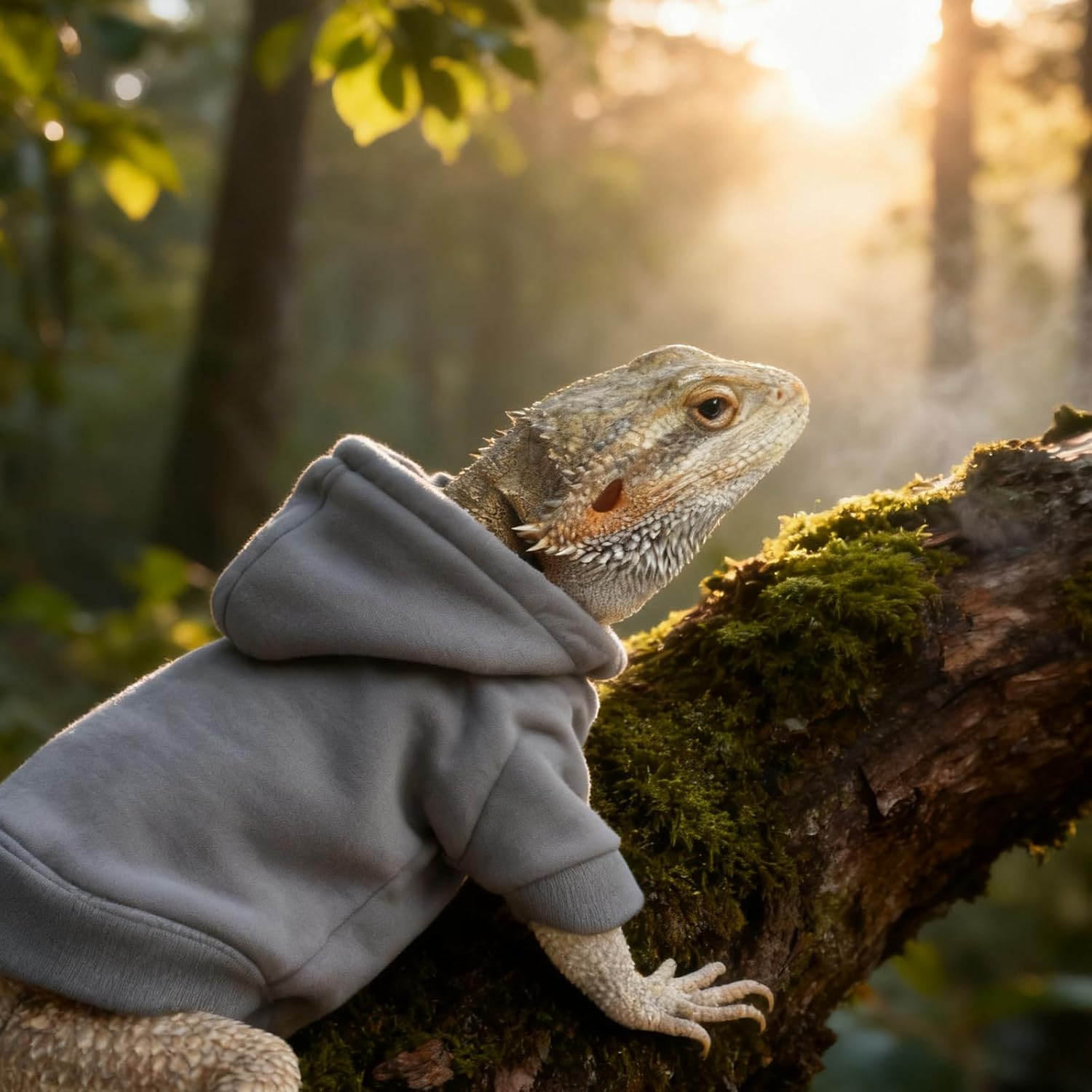 Lizard Clothes for Bearded Dragons Reptile Apparel Handmade Cotton Material Hoodies Gift for Lizards, Bearded Dragons, Crested Geckos, and Chameleons(Grey)