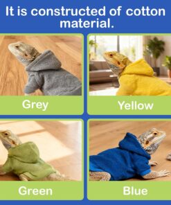Lizard Clothes for Bearded Dragons Reptile Apparel Handmade Cotton Material Hoodies Gift for Lizards, Bearded Dragons, Crested Geckos, and Chameleons(Grey)