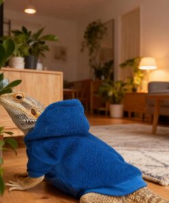 Lizard Clothes for Bearded Dragons Reptile Apparel Handmade Cotton Material Hoodies Gift for Lizards, Bearded Dragons, Crested Geckos, and Chameleons（Navy Blue）