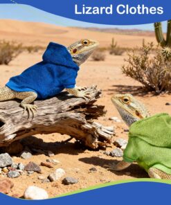 Lizard Clothes for Bearded Dragons Reptile Apparel Handmade Cotton Material Hoodies Gift for Lizards, Bearded Dragons, Crested Geckos, and Chameleons（Navy Blue）