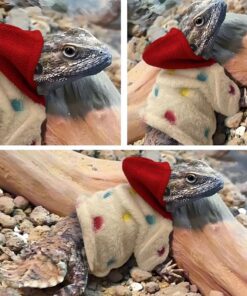 Lizard Clothes for Bearded Dragons Reptile Apparel Handmade Cotton Material Hoodies Gift for Lizard Small Animal Gecko Chameleon(Dot Pattern)