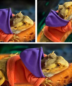 Lizard Clothes for Bearded Dragons Reptile Apparel Handmade Cotton Material Hoodies Gift for Lizard Small Animal Gecko Chameleon(Orange and purple)