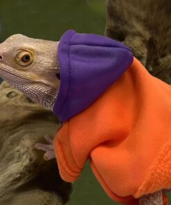 Lizard Clothes for Bearded Dragons Reptile Apparel Handmade Cotton Material Hoodies Gift for Lizard Small Animal Gecko Chameleon(Orange and purple)