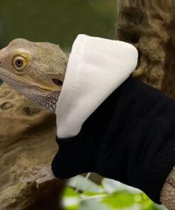 Lizard Clothes for Bearded Dragons Reptile Apparel Handmade Cotton Material Hoodies Gift for Lizard Small Animal Gecko Chameleon(Black and white)