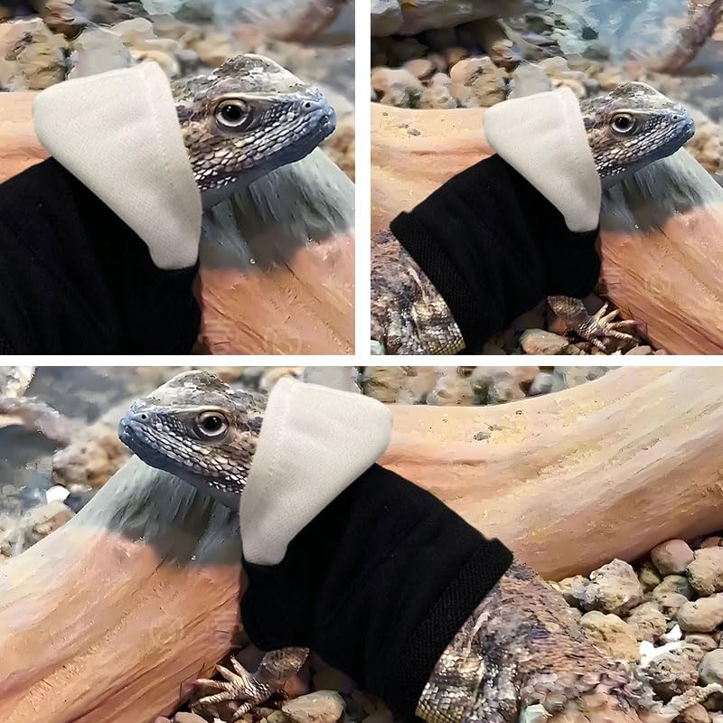 Lizard Clothes for Bearded Dragons Reptile Apparel Handmade Cotton Material Hoodies Gift for Lizard Small Animal Gecko Chameleon(Black and white)