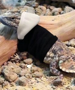 Lizard Clothes for Bearded Dragons Reptile Apparel Handmade Cotton Material Hoodies Gift for Lizard Small Animal Gecko Chameleon(Black and white)