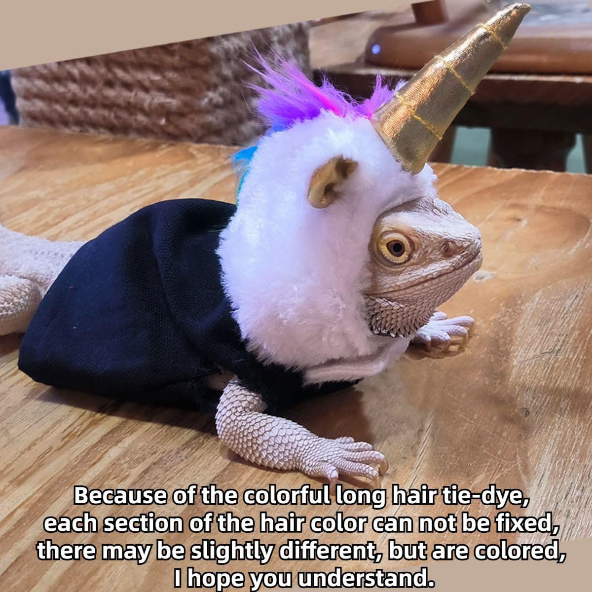 Lizard Hat for Bearded Dragon - Soft Fuzzy Plush Cap with Adjustable Chin Strap & Crown Decor Reptile Headwear Halloween Costume Outfit Photo Props for Gecko Chameleon