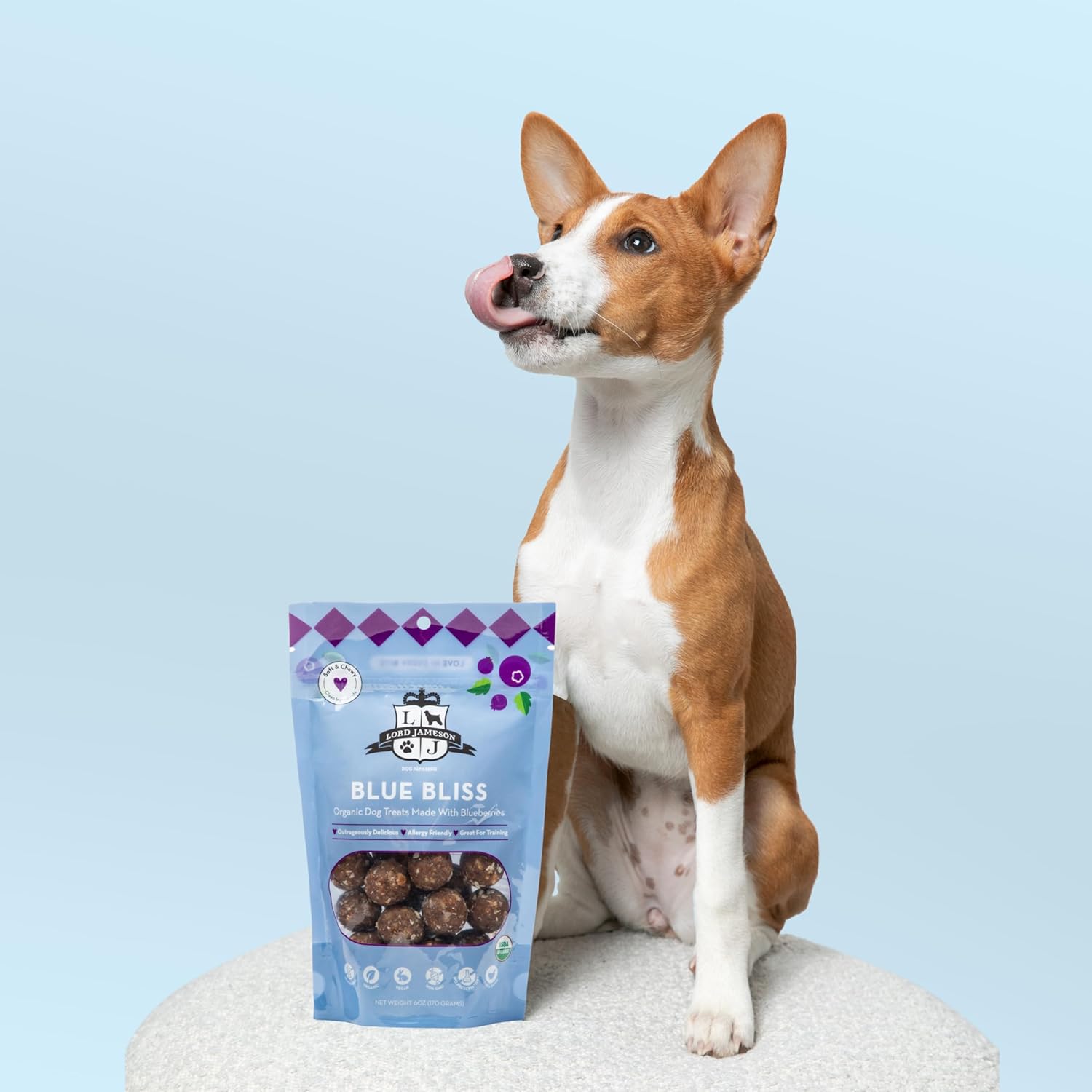 Lord Jameson Blue Bliss 6 oz: Organic Soft & Chewy Dog Treats | Natural Puppy & Senior Treats | Easy Chew Hypoallergenic Dog Snacks | Gourmet Healthy Training Treats for Small &...