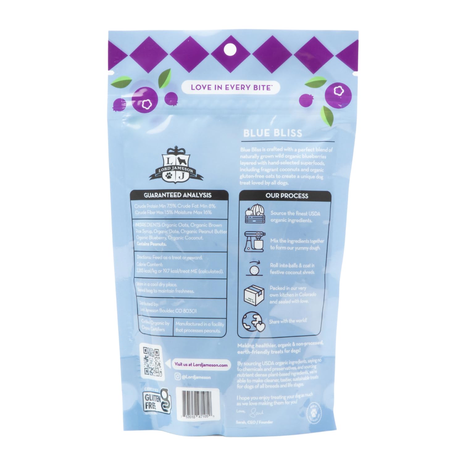 Lord Jameson Blue Bliss 6 oz: Organic Soft & Chewy Dog Treats | Natural Puppy & Senior Treats | Easy Chew Hypoallergenic Dog Snacks | Gourmet Healthy Training Treats for Small &...