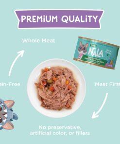 LOVE, NALA - Natural Adult Cat Wet Food - FLAKED Tuna with Carrot & Green Pea in Broth - Grain Free, Non-GMO, Lean Protein, Added Minerals & Vitamins - 12 Pack, 2.4 lbs.