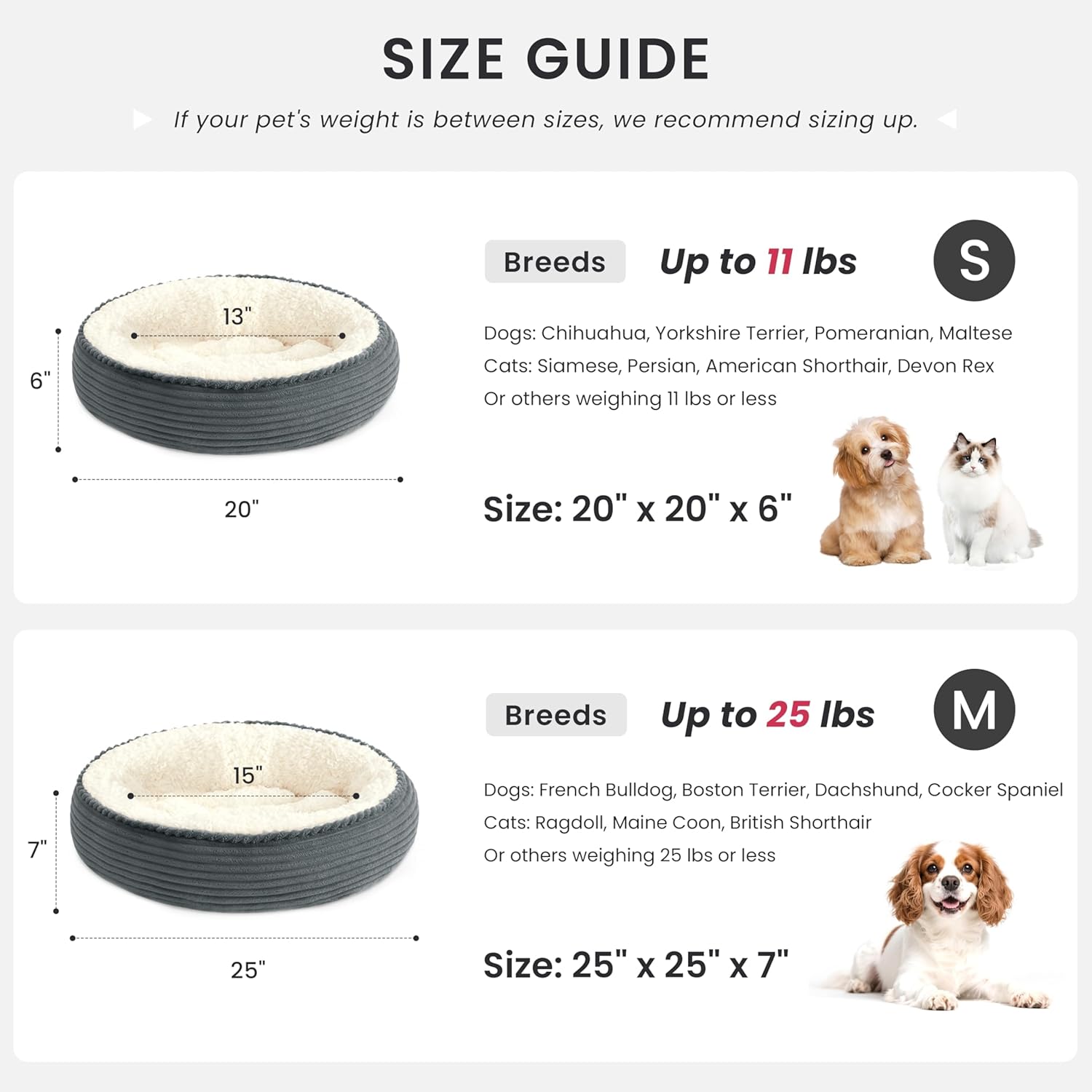 Love's cabin Round Donut Cat and Dog Cushion Bed, 20in Pet Bed for Cats or Small Dogs, Anti-Slip Water-Resistant Bottom, Super Soft Durable Fabric Pet beds, Washable Cat Dog Bed...