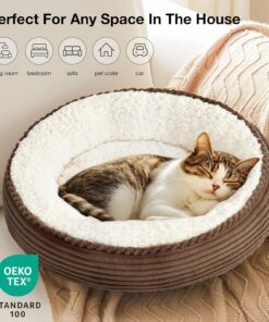 Love's cabin Round Donut Cat and Dog Cushion Bed, 20in Pet Bed for Cats or Small Dogs, Anti-Slip & Water-Resistant Bottom, Super Soft Durable Fabric Pet beds, Washable Luxury...