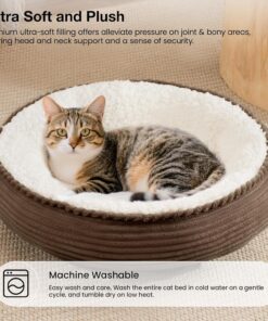Love's cabin Round Donut Cat and Dog Cushion Bed, 20in Pet Bed for Cats or Small Dogs, Anti-Slip & Water-Resistant Bottom, Super Soft Durable Fabric Pet beds, Washable Luxury...