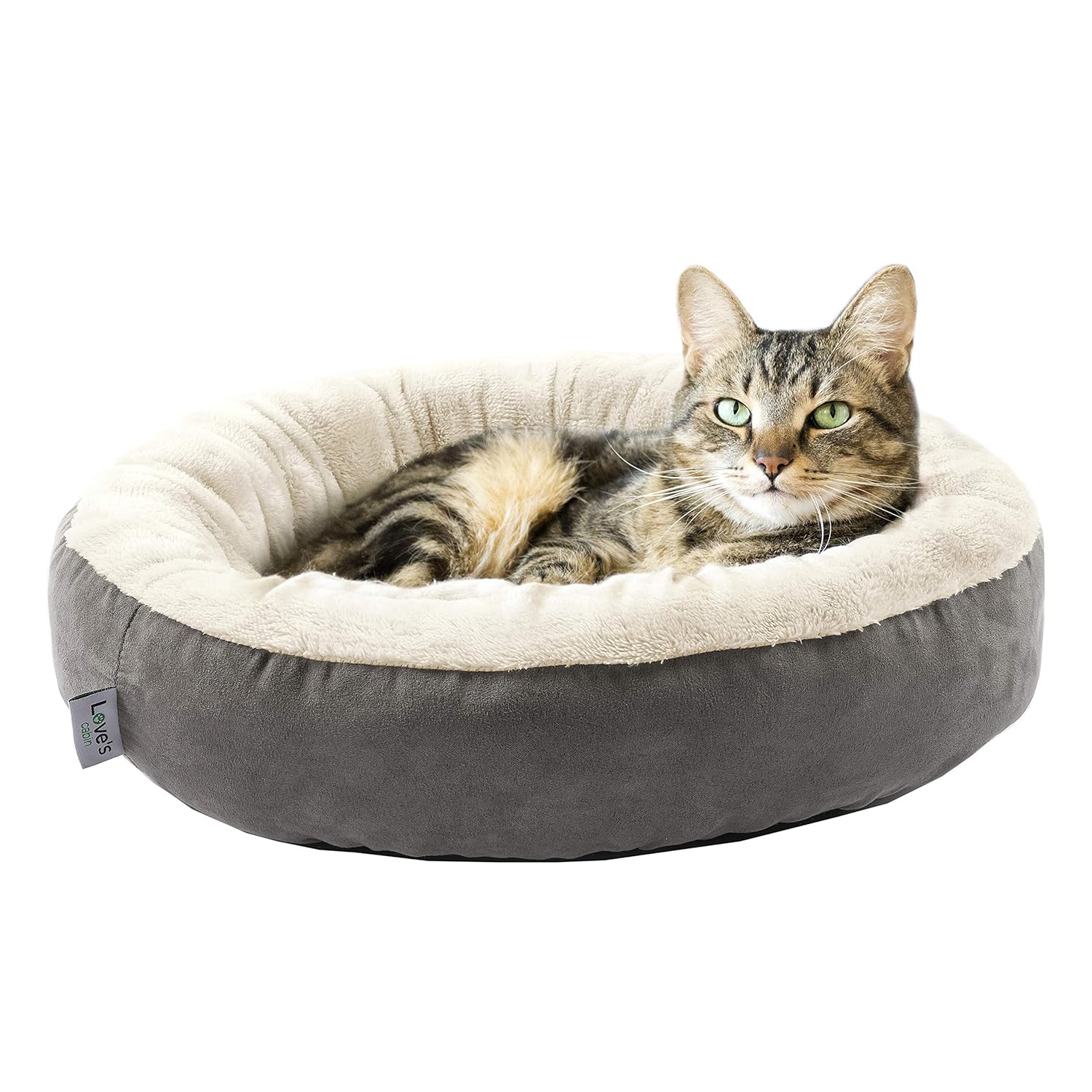 Love's cabin Round Donut Cat and Dog Cushion Bed, 20in Pet Bed for Cats or Small Dogs, Anti-Slip & Water-Resistant Bottom, Super Soft Durable Fabric Pet beds, Washable Luxury...