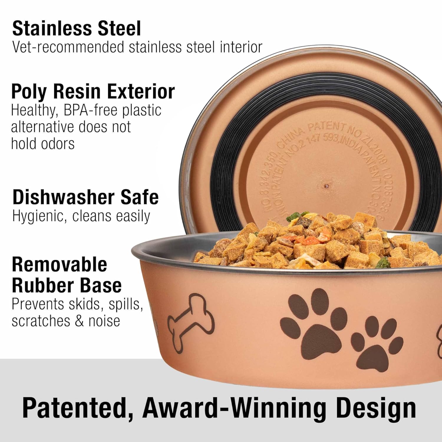 Loving Pets Bella Dog Bowls- Stainless Steel Dog & Cat Bowls - Spill Proof Dog Food Bowl, Cat Bowl, Puppy Essentials & Pet Supplies Great for Home & Travel (Medium 20-35 lbs,...