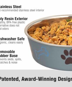 Loving Pets Bella Dog Bowls- Stainless Steel Dog & Cat Bowls - Spill Proof Dog Food Bowl, Cat Bowl, Puppy Essentials & Pet Supplies Great for Home & Travel (Medium 20-35 lbs,...