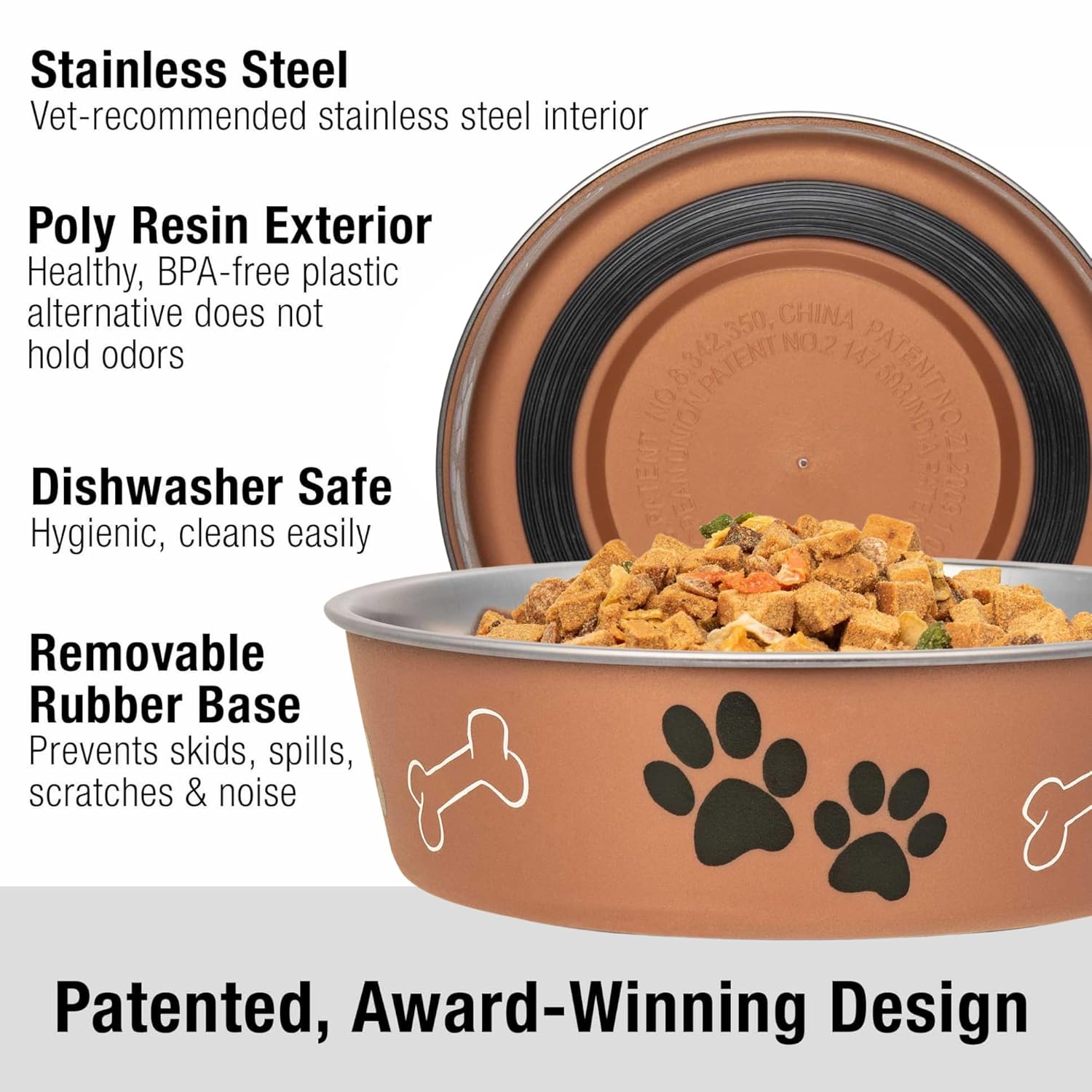 Loving Pets Bella Dog Bowls- Stainless Steel Dog & Cat Bowls - Spill Proof Dog Food Bowl, Cat Bowl, Puppy Essentials & Pet Supplies Great for Home & Travel (Medium 20-35 lbs,...