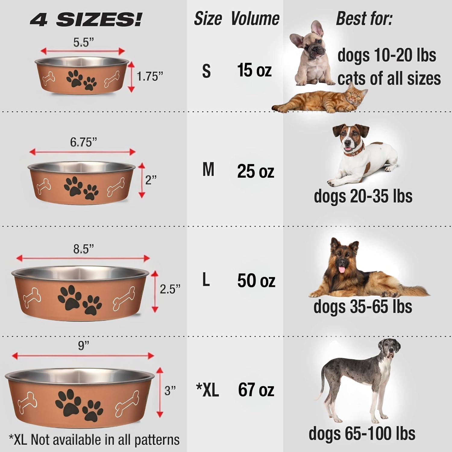 Loving Pets Bella Dog Bowls- Stainless Steel Dog & Cat Bowls - Spill Proof Dog Food Bowl, Cat Bowl, Puppy Essentials & Pet Supplies Great for Home & Travel (Medium 20-35 lbs,...