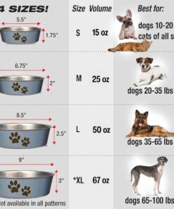 Loving Pets Bella Dog Bowls- Stainless Steel Dog & Cat Bowls - Spill Proof Dog Food Bowl, Cat Bowl, Puppy Essentials & Pet Supplies Great for Home & Travel (Medium 20-35 lbs,...