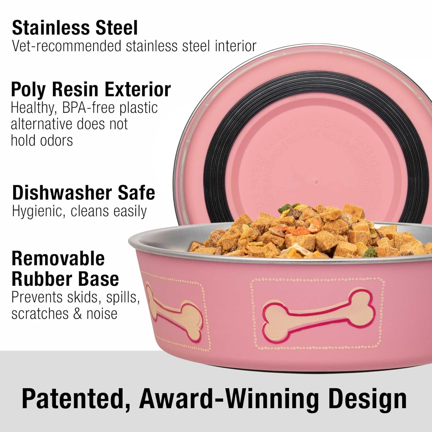 Loving Pets Bella Dog Bowls- Stainless Steel Dog & Cat Bowls - Spill Proof Dog Food Bowl, Cat Bowl, Puppy Essentials & Pet Supplies Great for Home & Travel (Small 10-20 lbs,...