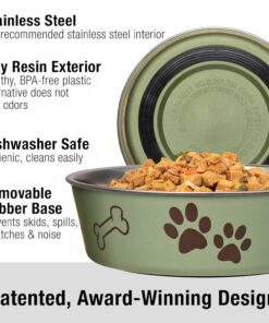 Loving Pets Bella Dog Bowls- Stainless Steel Dog & Cat Bowls - Spill Proof Dog Food Bowl, Cat Bowl, Puppy Essentials & Pet Supplies Great for Home & Travel (Medium 20-35 lbs,...