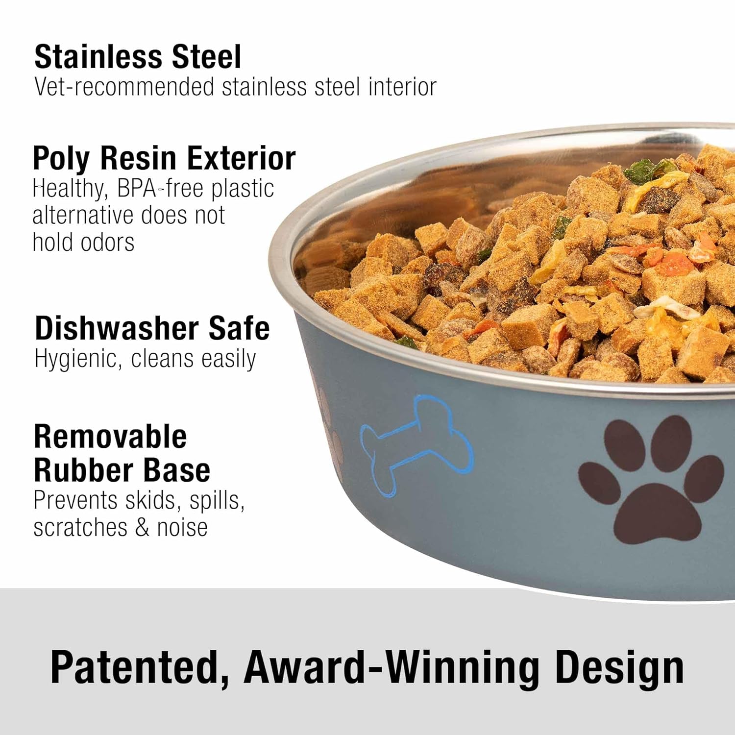 Loving Pets Bella Dog Bowls- Stainless Steel Dog & Cat Bowls - Spill Proof Dog Food Bowl, Cat Bowl, Puppy Essentials & Pet Supplies Great for Home & Travel (Medium 20-35 lbs,...