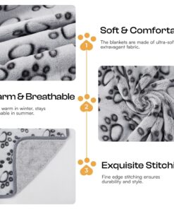 Luciphia 1 Pack 3 Blankets Fluffy Premium Fleece Pet Blanket Flannel Paw Printed Throw for Dog Cat Grey Paw Small(23